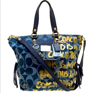 Coach Graffiti Blue & Gold Signature bag